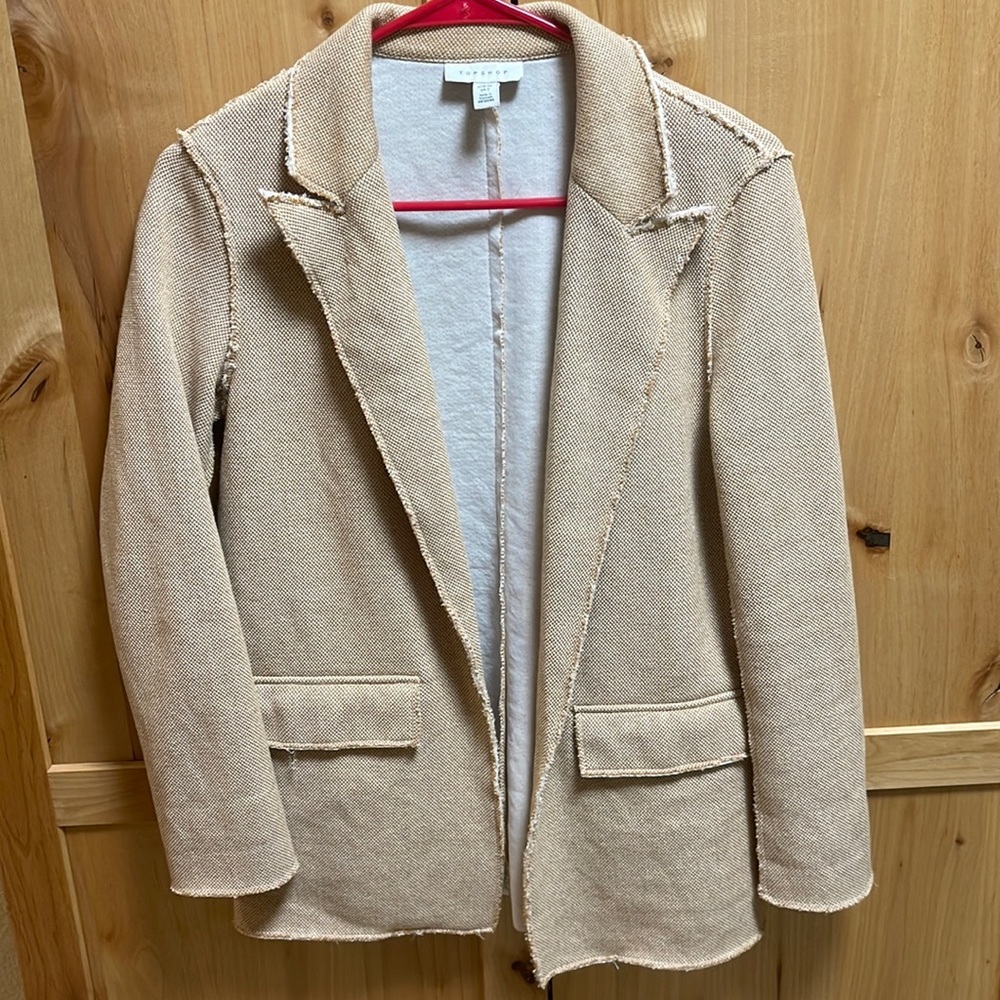 Topshop frayed hem blazer, size 2